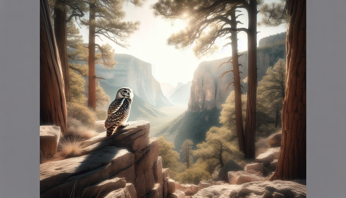 A Mexican spotted owl perches in canyon habitat in southern Arizona, within the threatened species' known range.