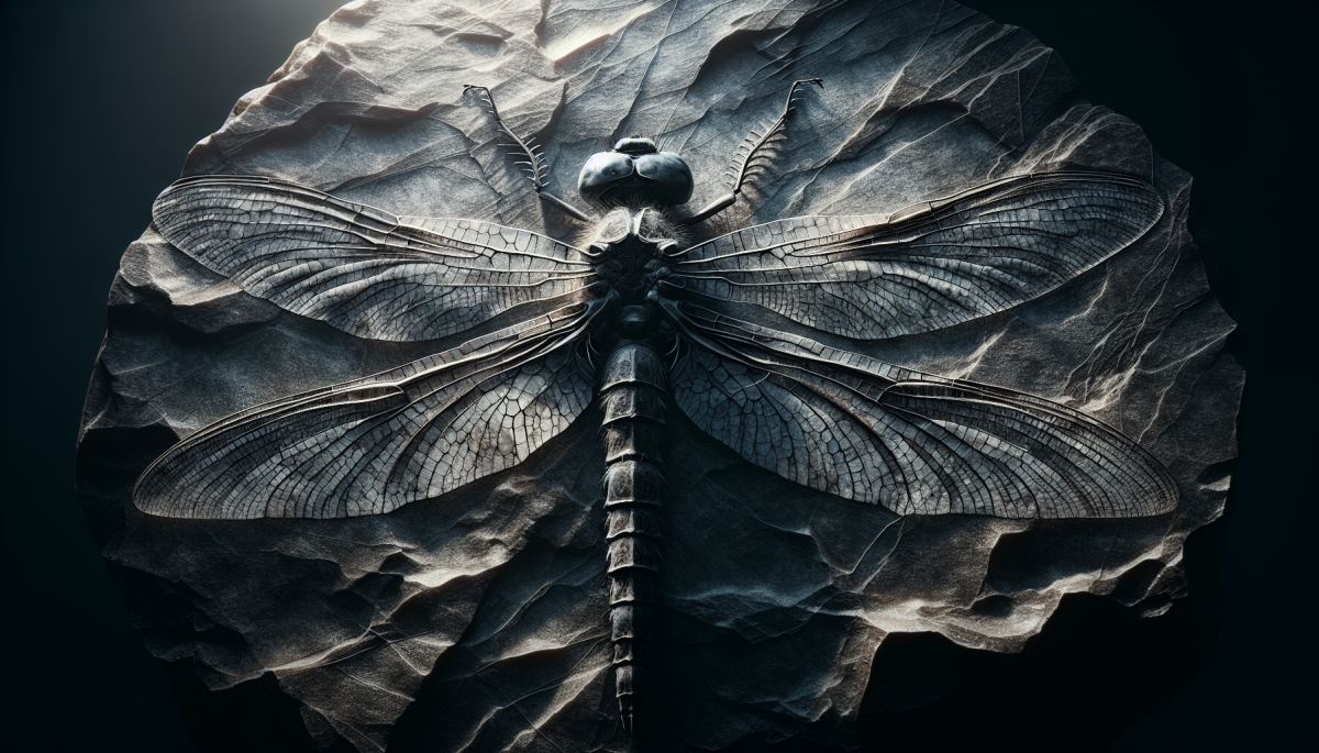 Fossilized wing of Meganeura, a giant dragonfly from the Carboniferous period roughly 300 million years ago