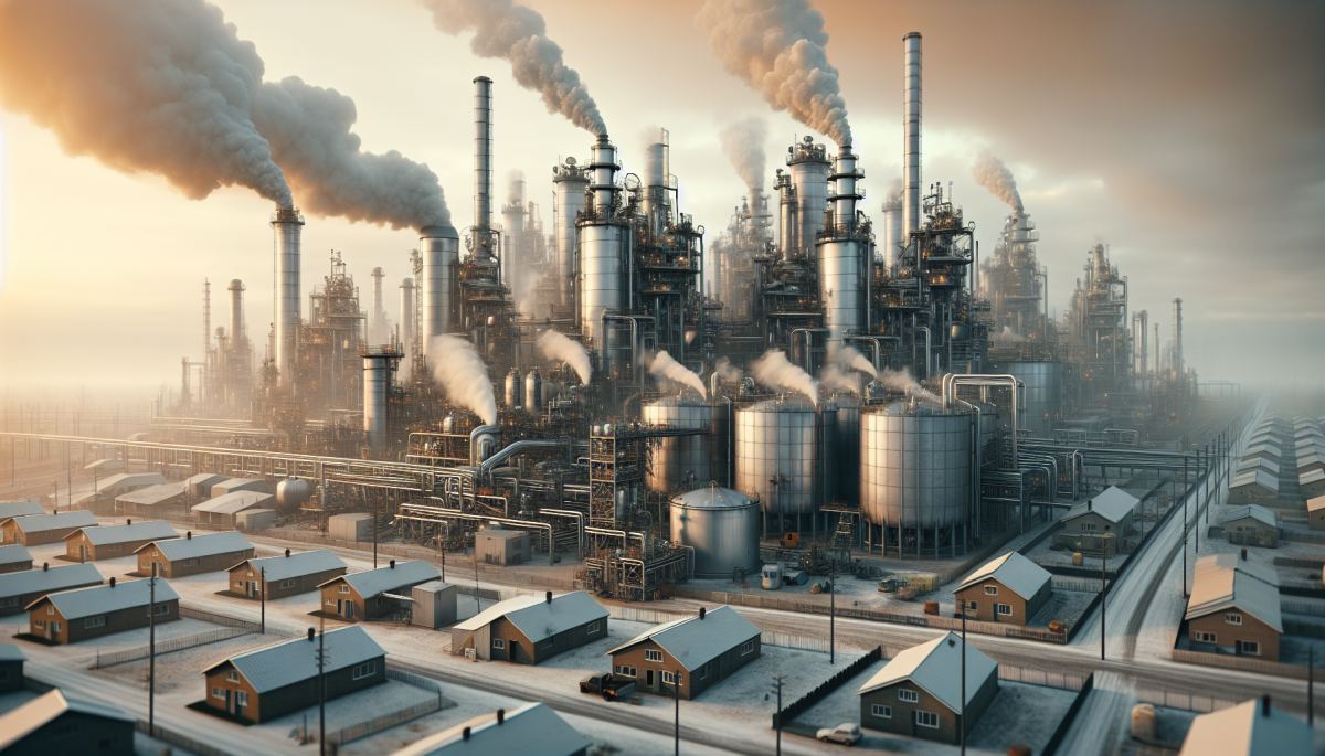 Chemical recycling facility emitting industrial pollutants near a residential neighborhood in the US South