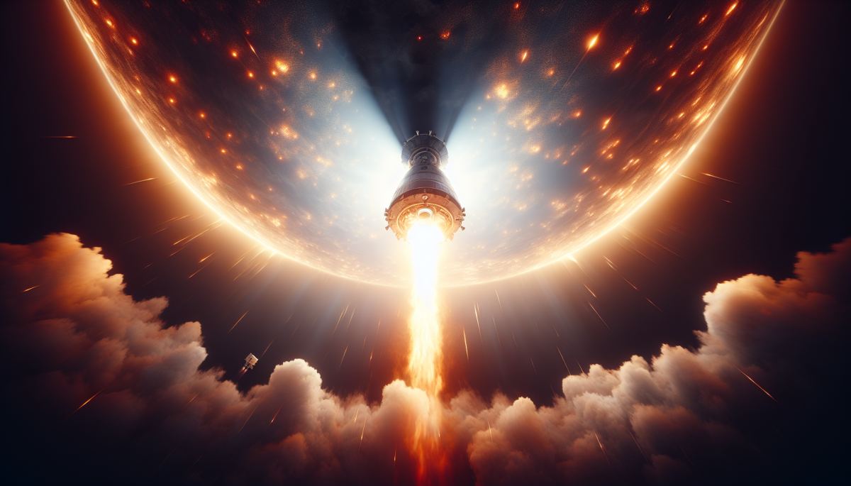 NASA's Orion capsule descends under parachutes toward Pacific Ocean splashdown during Artemis I reentry, 2022