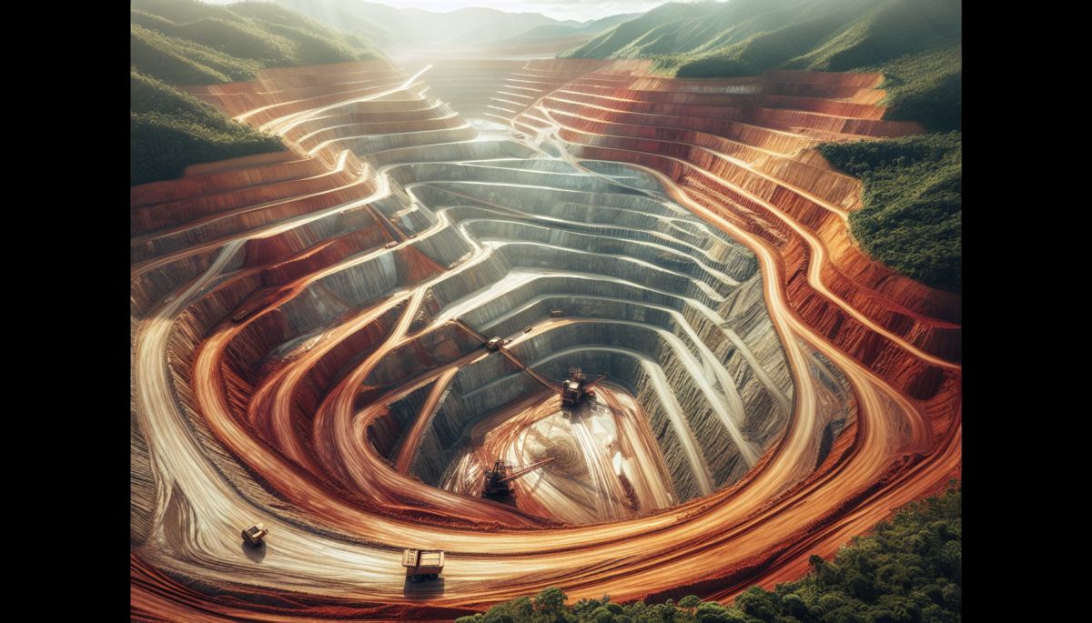 Open-pit rare earth mining operation, similar to deposits found across Brazil's mineral-rich interior regions