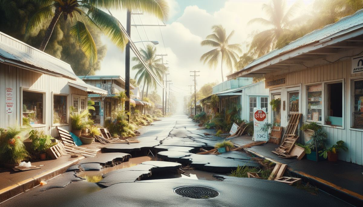 Lahaina streets show flood and fire damage as residents navigate overlapping disasters two years after the 2023 wildfire.