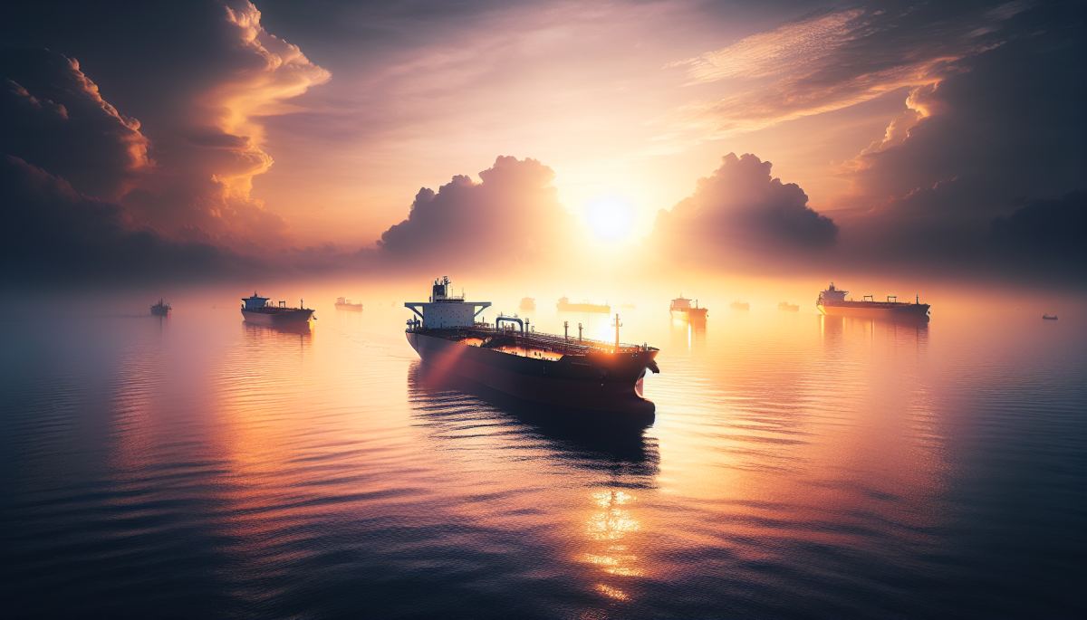 Oil tankers navigate the Strait of Hormuz, a critical Persian Gulf chokepoint vulnerable to Iran tensions