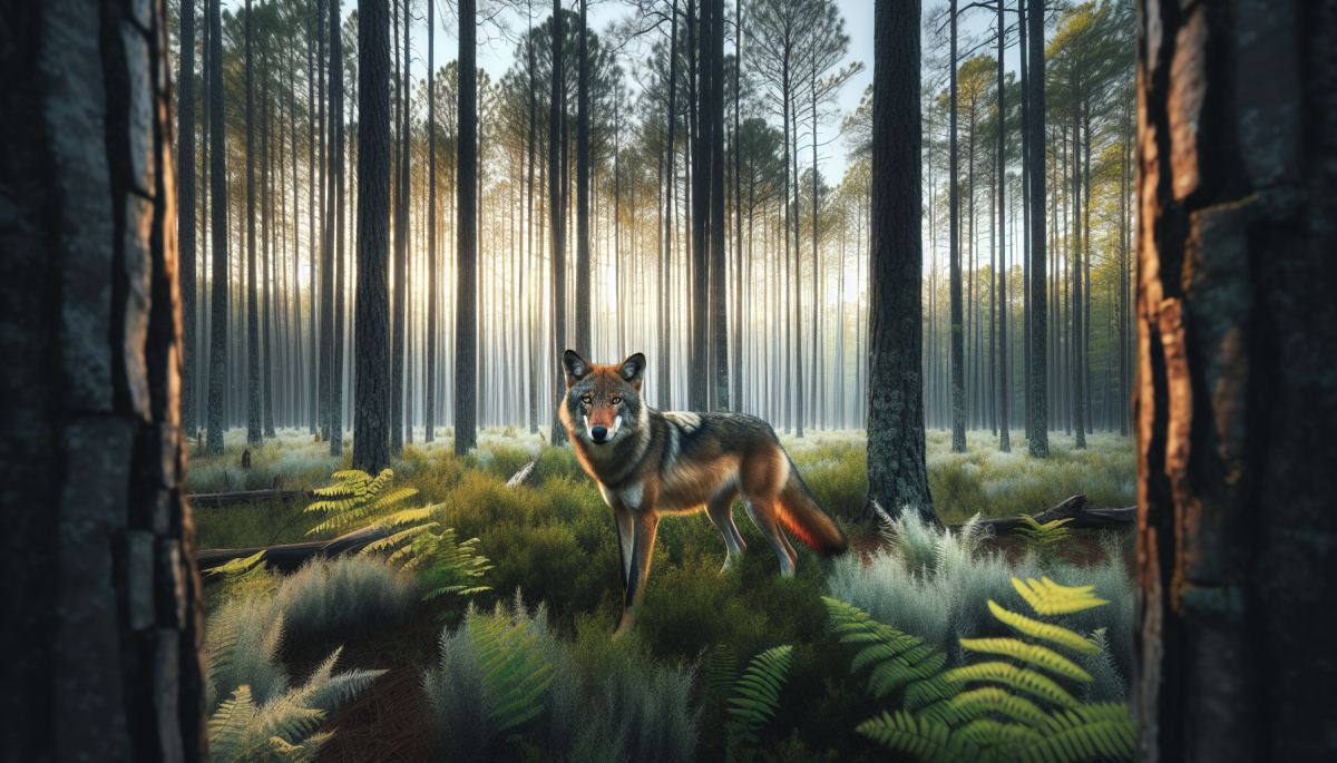 A red wolf, one of fewer than 20 remaining in the wild, in its North Carolina habitat.