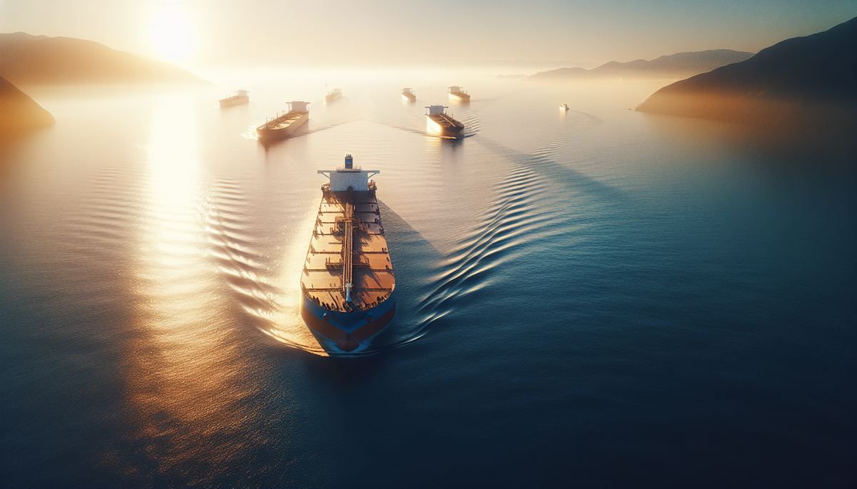 Oil tankers navigate the Strait of Hormuz, through which 20% of global oil supply passes daily