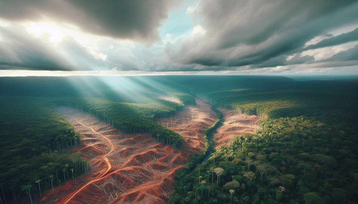 Cleared rainforest land in Brazil's Amazon region, where soy and cattle production have driven historic deforestation